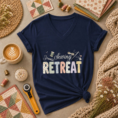 Sewing Retreat Women's V-Neck - Navy