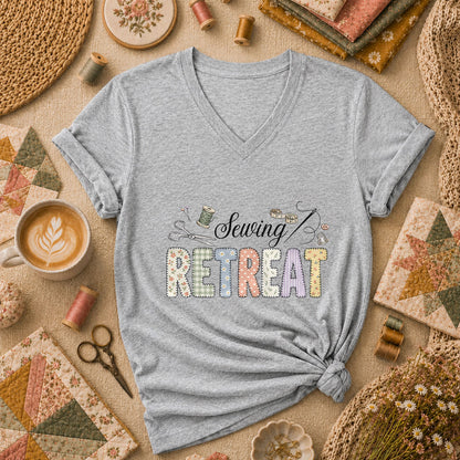 Sewing Retreat Women's V-Neck - Sport Grey
