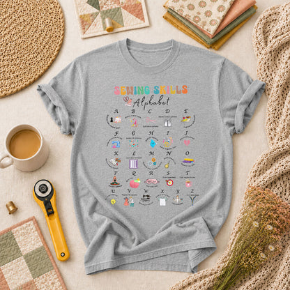 Sewing Skills Alphabet Sewing Tips A To Z T-Shirt - Athletic Heather