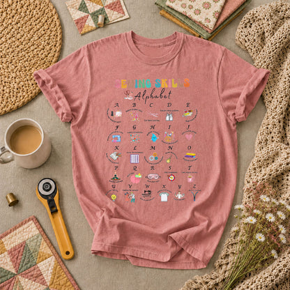 Sewing Skills Alphabet Sewing Tips A To Z T-Shirt - Heather Mauve