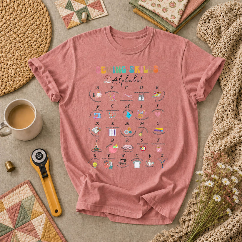 Sewing Skills Alphabet Sewing Tips A To Z T-Shirt - Heather Mauve