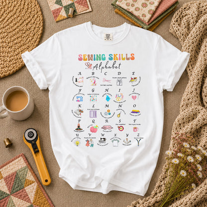 Sewing Skills Alphabet Sewing Tips A To Z T-Shirt - White