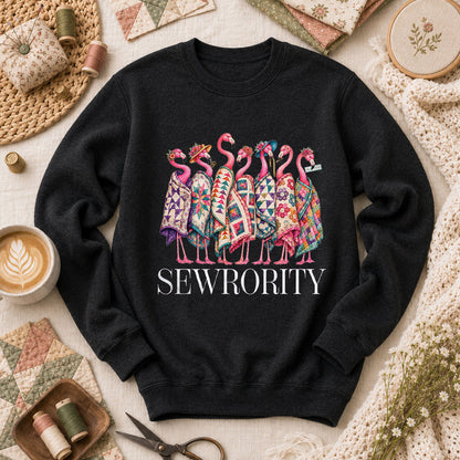 Sewrority Flamingos Quilt Blankets Long Sleeve - Black