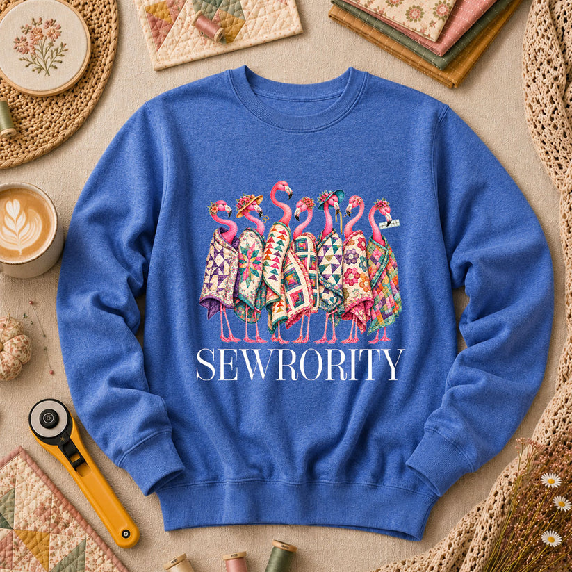 Sewrority Flamingos Quilt Blankets Long Sleeve - Heather True Royal