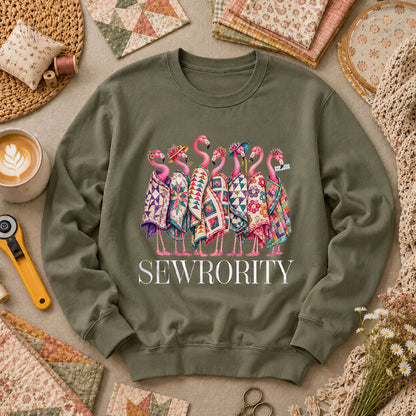 Sewrority Flamingos Quilt Blankets Long Sleeve - Military Green