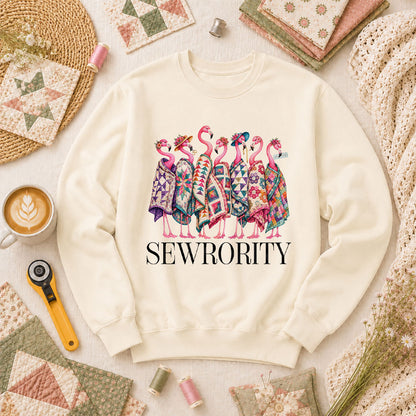 Sewrority Flamingos Quilt Blankets Long Sleeve - Natural