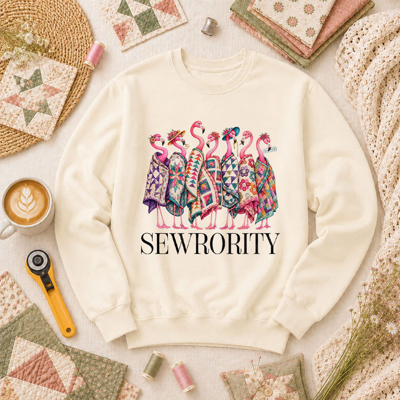 Sewrority Flamingos Quilt Blankets Long Sleeve - Natural