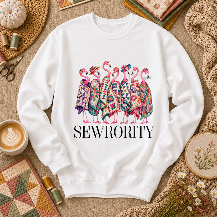Sewrority Flamingos Quilt Blankets Long Sleeve - White