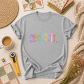 Sewrority Patchwork Fabric Letters T-Shirt