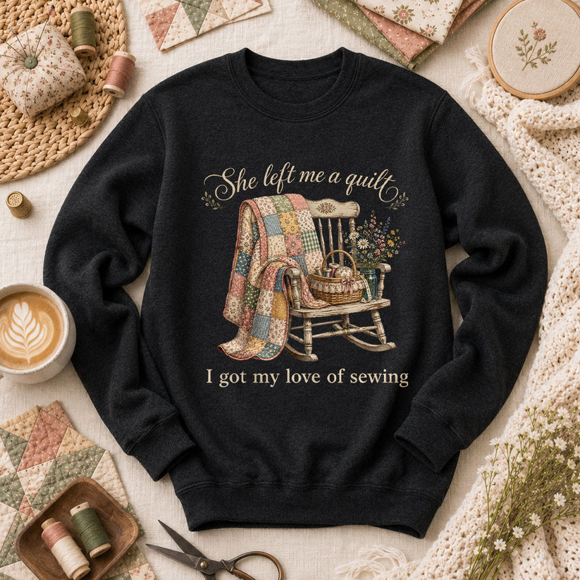She Left Me A Quilt Long Sleeve - Black