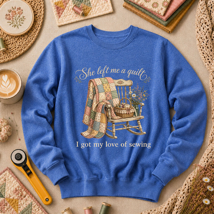 She Left Me A Quilt Long Sleeve - Heather True Royal