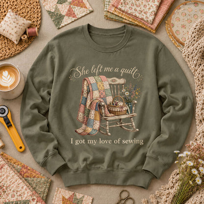 She Left Me A Quilt Long Sleeve - Military Green