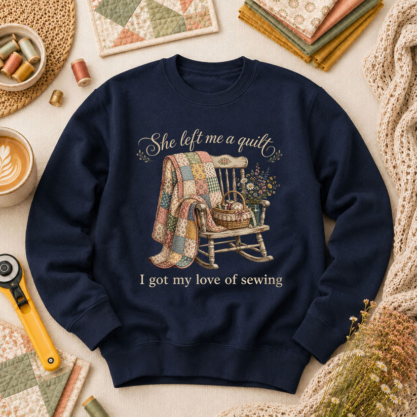 She Left Me A Quilt Long Sleeve - Navy