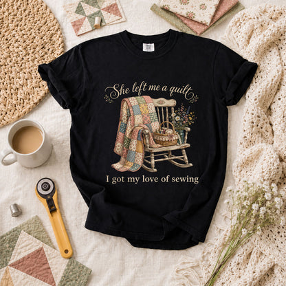 She Left Me A Quilt T-Shirt - Black