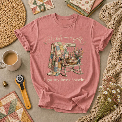 She Left Me A Quilt T-Shirt - Heather Mauve