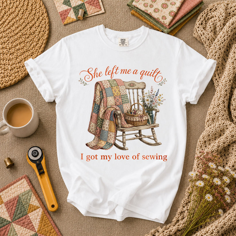 She Left Me A Quilt T-Shirt - White