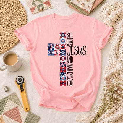 She Loves Jesus And America Too T-Shirt - Pink