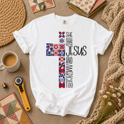 She Loves Jesus And America Too T-Shirt - White
