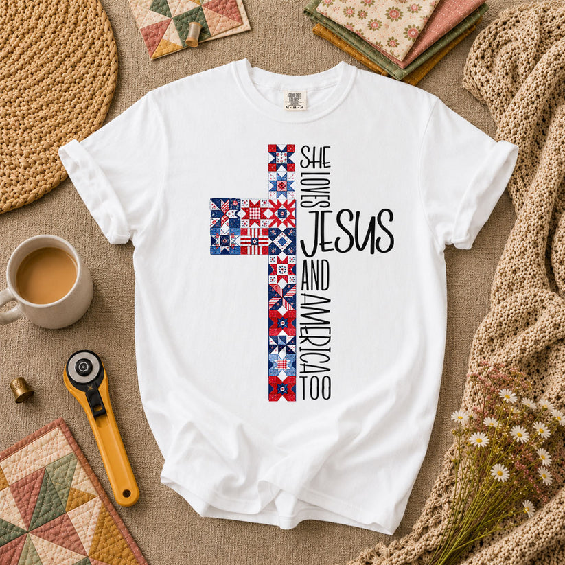 She Loves Jesus And America Too T-Shirt - White