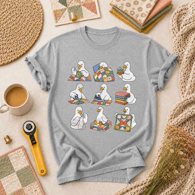 Silly Goose Quilting Squad T-Shirt - Athletic Heather