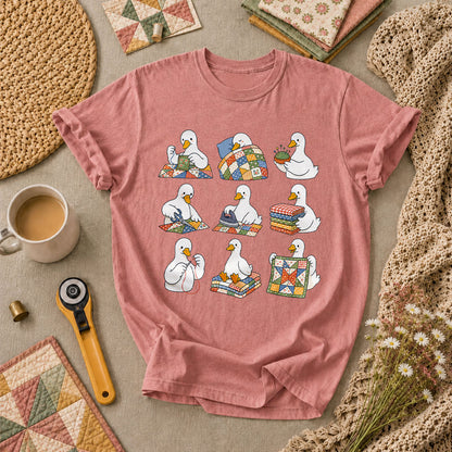 Silly Goose Quilting Squad T-Shirt - Heather Mauve