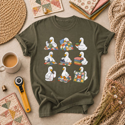 Silly Goose Quilting Squad T-Shirt - Military Green