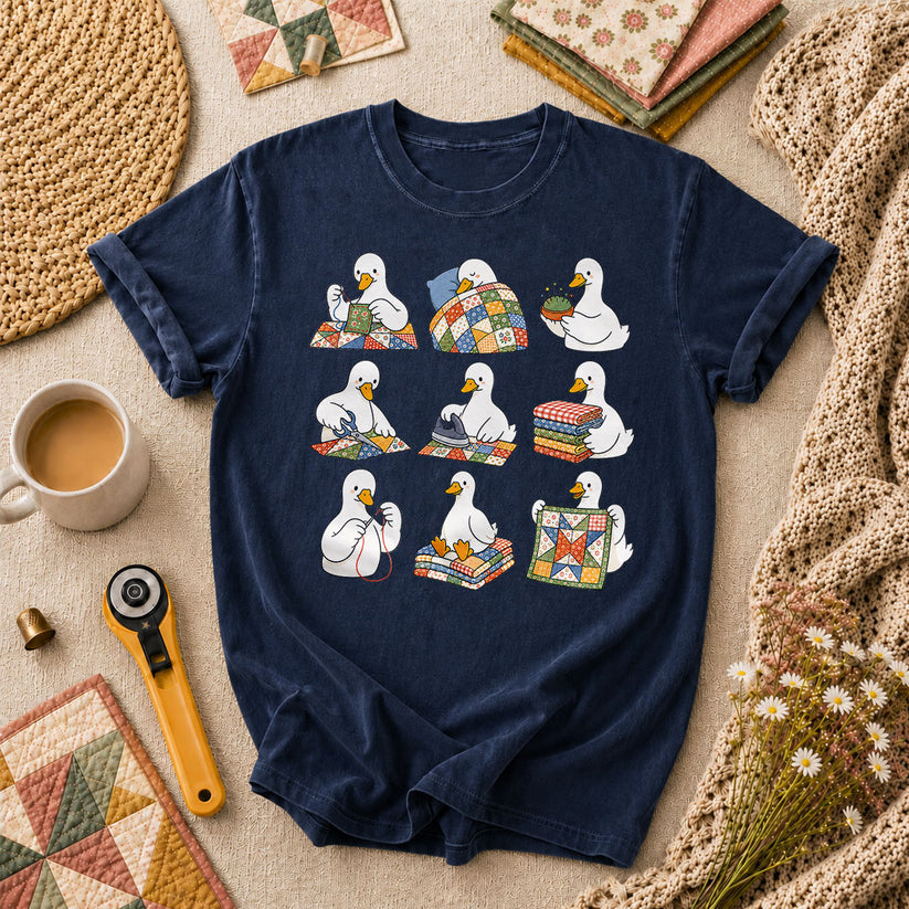 Silly Goose Quilting Squad T-Shirt - Navy