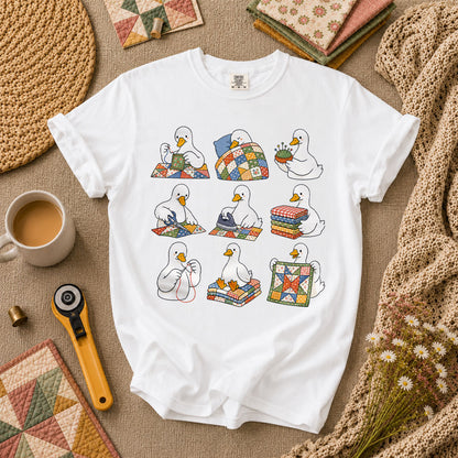 Silly Goose Quilting Squad T-Shirt - White