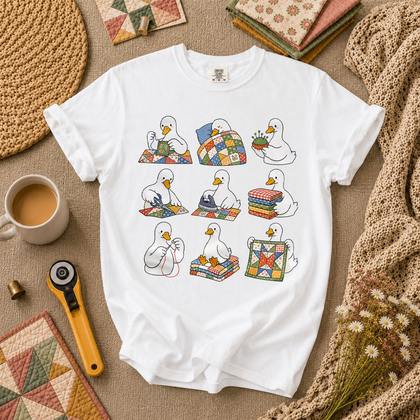 Silly Goose Quilting Squad T-Shirt - White