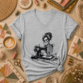 Skeleton Bandana Woman Sewing Machine Vintage Women's V-Neck