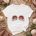 Skeleton Hands Holding Tomato Pincushions Women's V-Neck