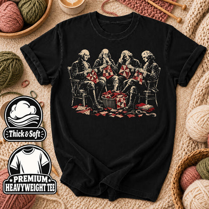 Skeletons Quilting Bee Circle T-Shirt - Black