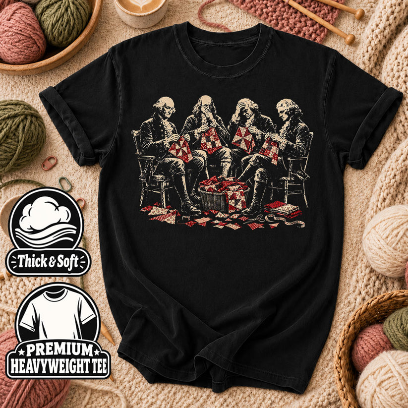 Skeletons Quilting Bee Circle T-Shirt - Black