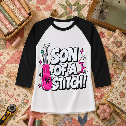 Son Of A Stitch Funny Seam Ripper Raglan Sleeve - Black