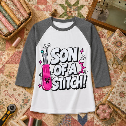 Son Of A Stitch Funny Seam Ripper Raglan Sleeve - Deep Heather