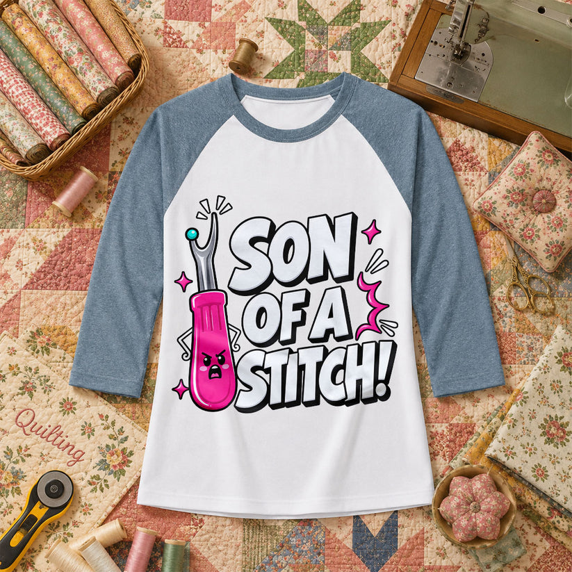 Son Of A Stitch Funny Seam Ripper Raglan Sleeve - Denim
