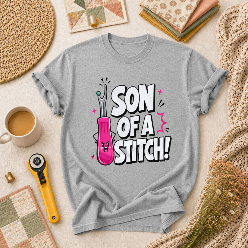 Son Of A Stitch Funny Seam Ripper T-Shirt - Athletic Heather