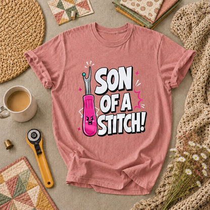 Son Of A Stitch Funny Seam Ripper T-Shirt - Heather Mauve