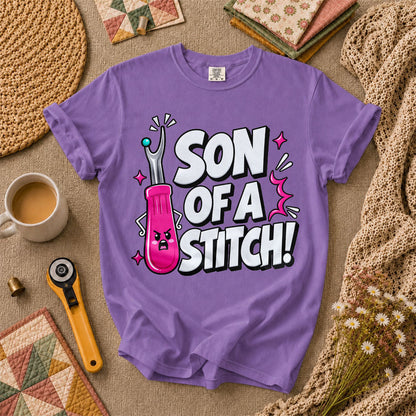 Son Of A Stitch Funny Seam Ripper T-Shirt - Heather Team Purple