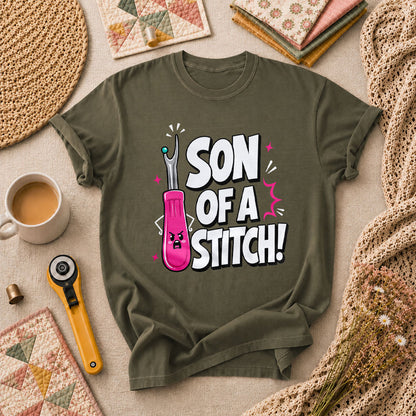 Son Of A Stitch Funny Seam Ripper T-Shirt - Military Green
