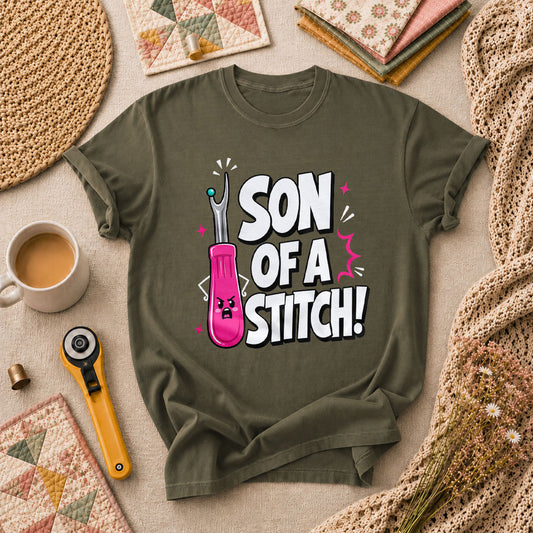 Son Of A Stitch Funny Seam Ripper T-Shirt - Military Green