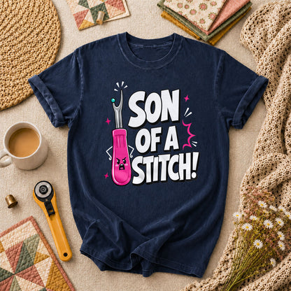 Son Of A Stitch Funny Seam Ripper T-Shirt - Navy