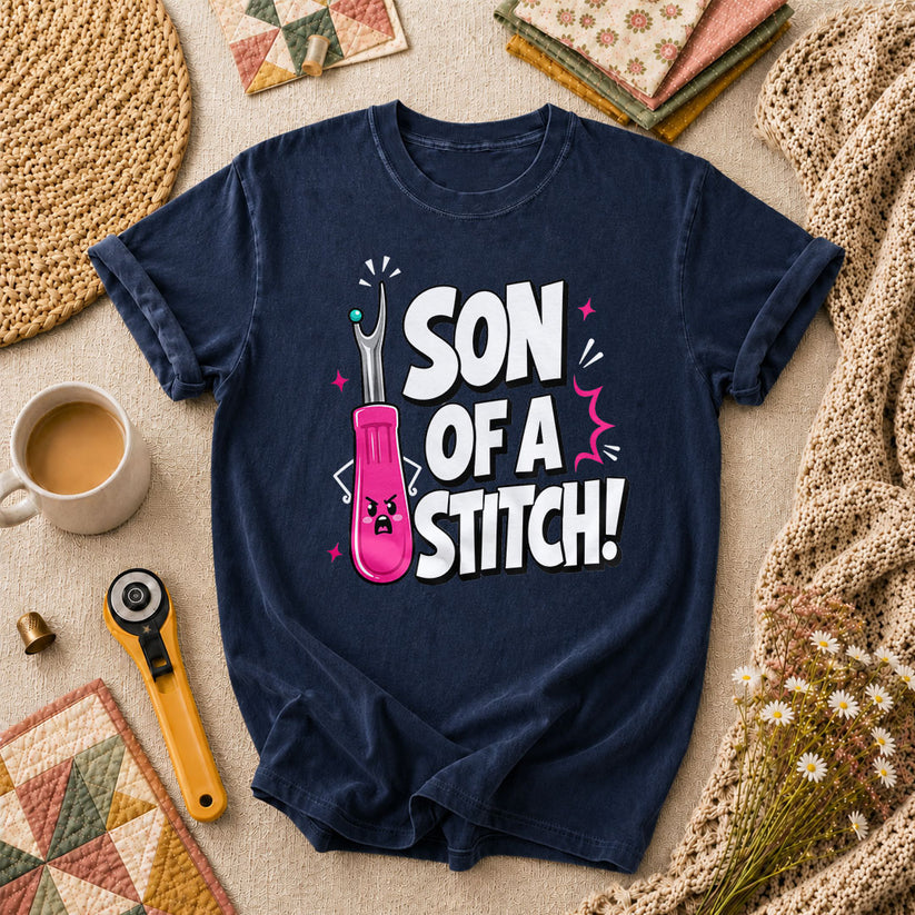 Son Of A Stitch Funny Seam Ripper T-Shirt - Navy