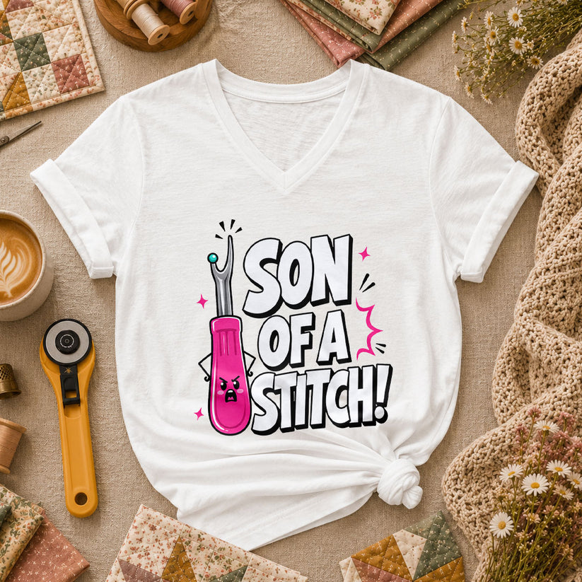 Son Of A Stitch Funny Seam Ripper Women's V-Neck - White