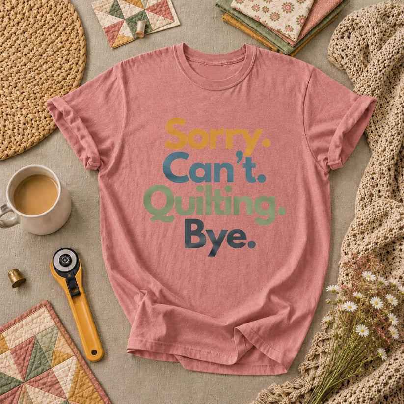 Sorry Cant Quilting Bye Funny T-Shirt - Heather Mauve
