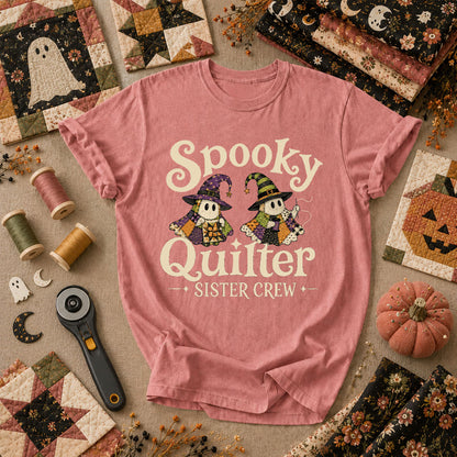 Spooky Quilter Sister Crew Ghost T-Shirt - Heather Mauve