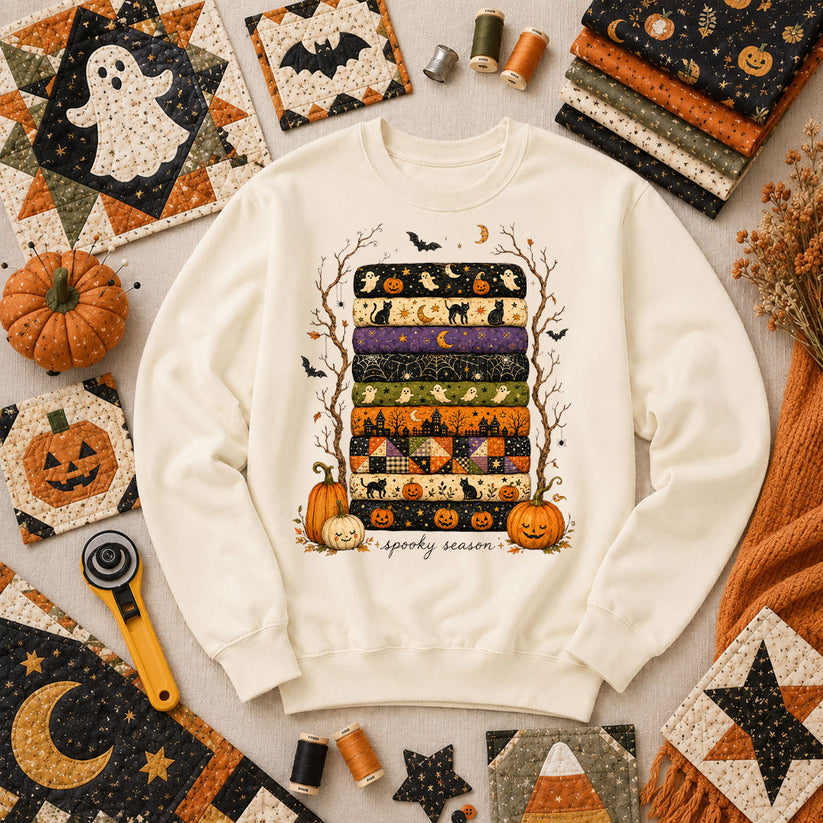Spooky Season Halloween Fabric Stack Long Sleeve - Natural