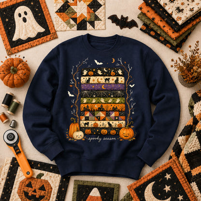 Spooky Season Halloween Fabric Stack Long Sleeve - Navy