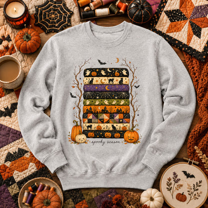 Spooky Season Halloween Fabric Stack Long Sleeve - Sport Grey