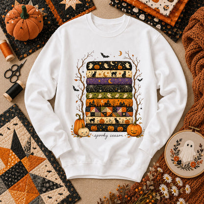 Spooky Season Halloween Fabric Stack Long Sleeve - White